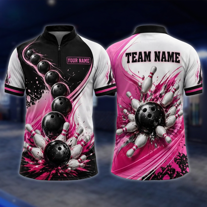 Personalized Team Blue Splash Bowling Jersey, Mens Custom Bowling Shirt BE0242