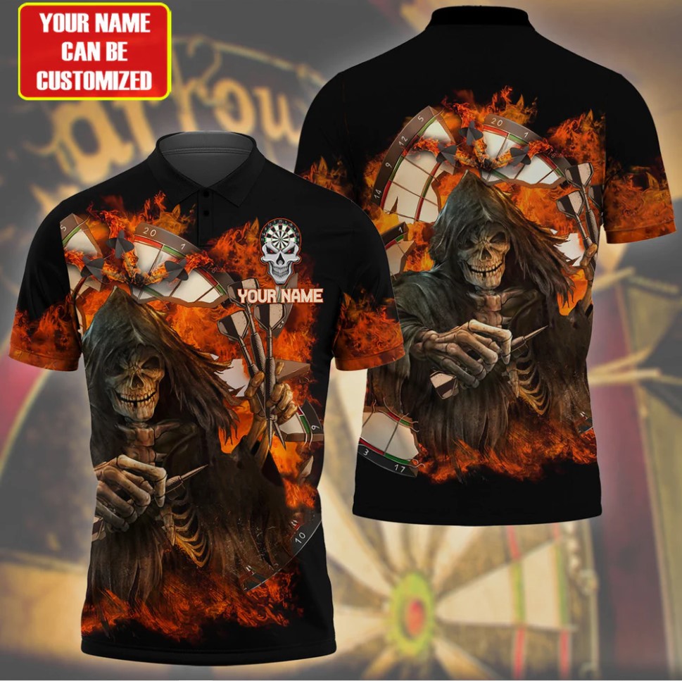 Fire Reaper Personalized Darts Button Polo — Design 02