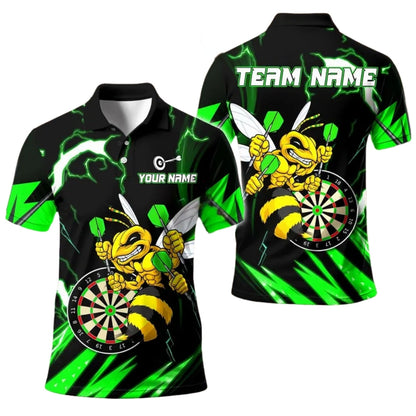 Bee Yellow Black Men Personalized Darts Button Polo