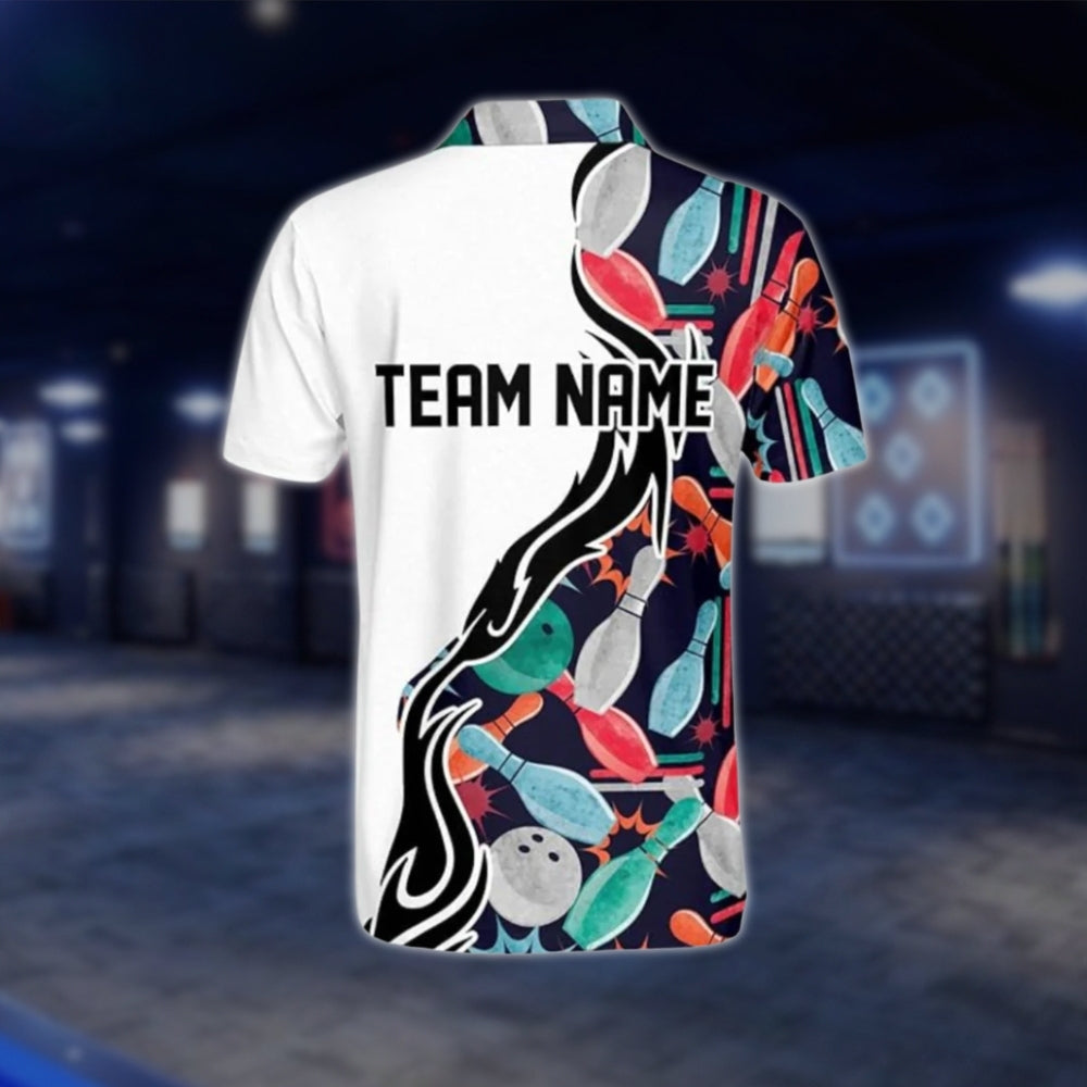Custom Team Multicolor Bowling Polo Shirt For Mens, Custom Bowling Shirts BM0288