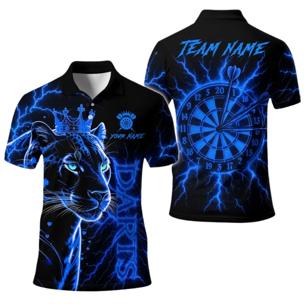 Leopard King Black Gold Personalized Darts Button Polo