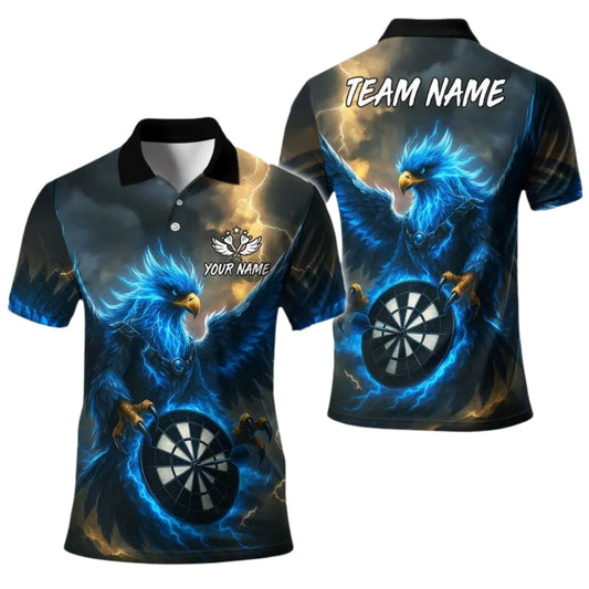 Blue Eagle Men Personalized Darts Button Polo
