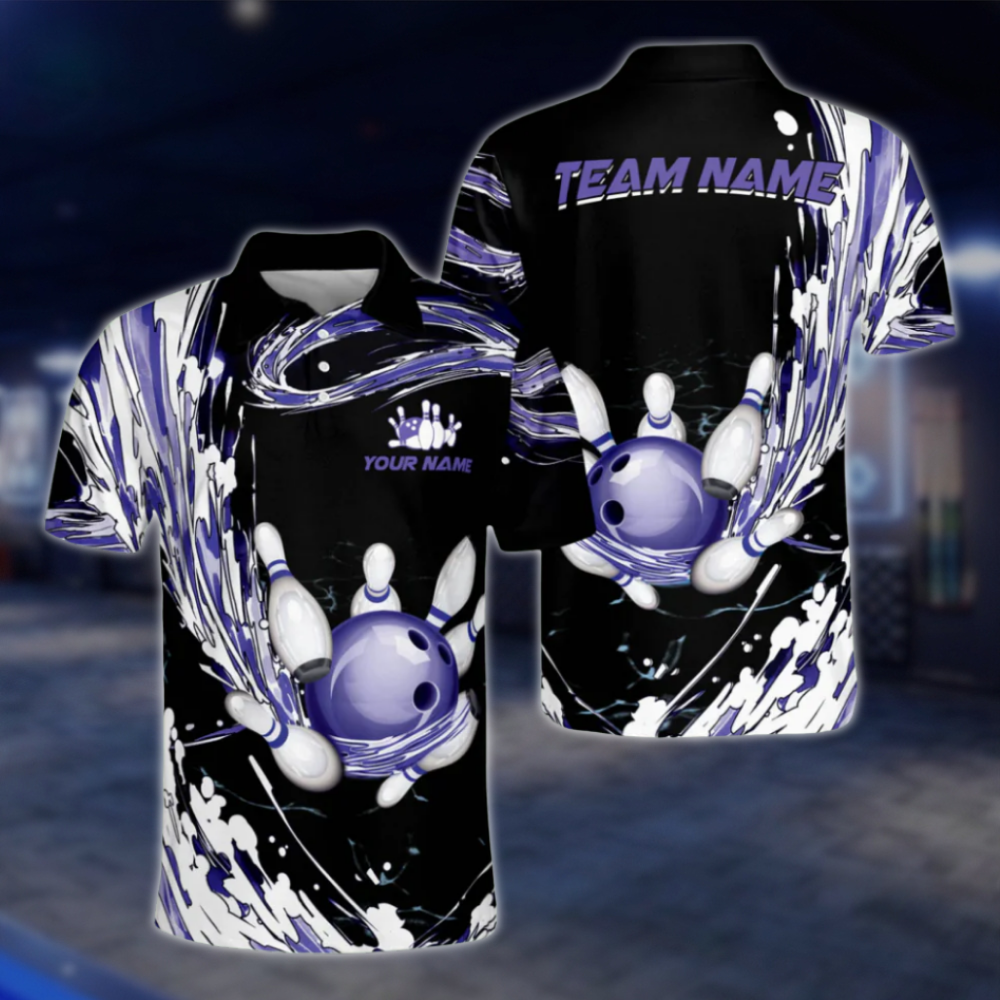 Custom Team Red White Black Bowling Mens Polo Shirt, Custom Bowling Shirts BZ0026
