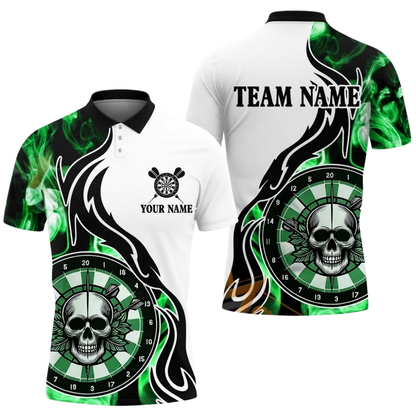 Skull Flame Men Personalized Darts Button Polo
