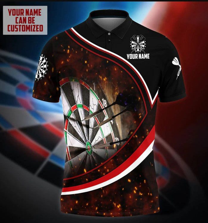 Flames Personalized Darts Button Polo
