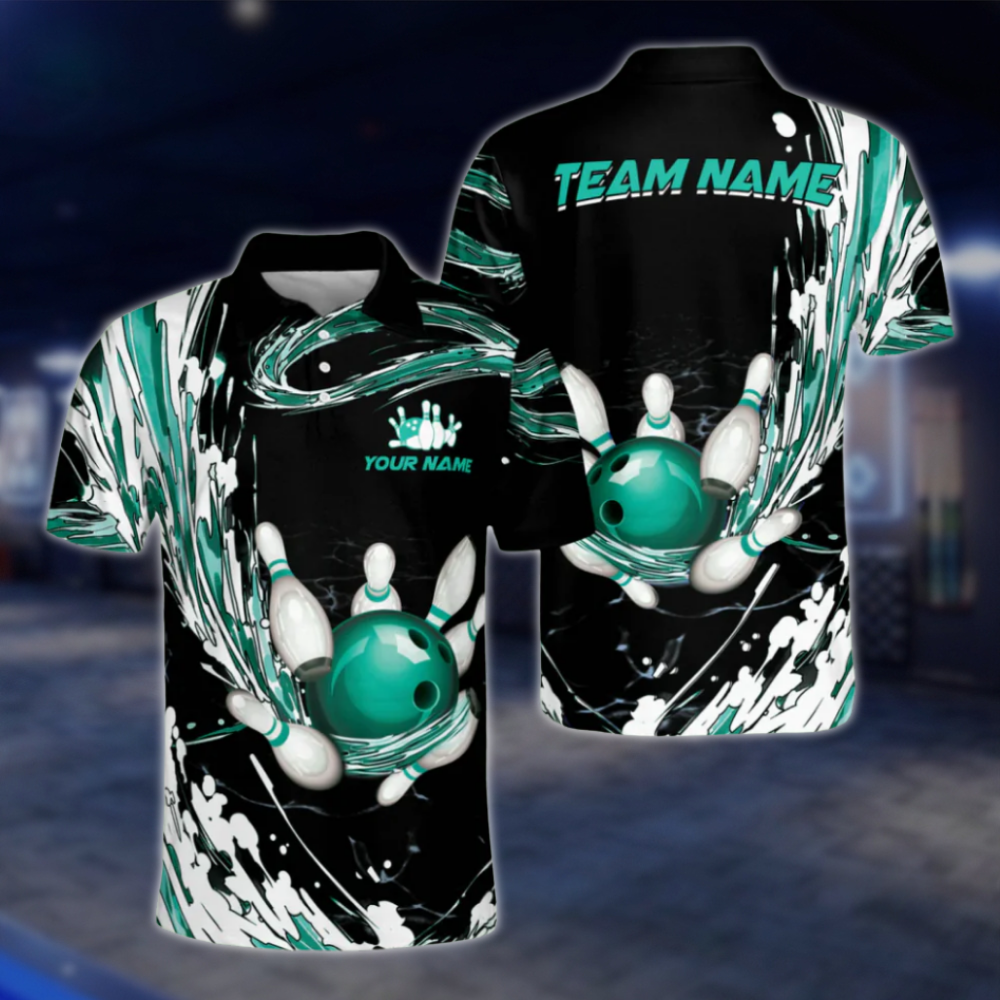 Custom Team Red White Black Bowling Mens Polo Shirt, Custom Bowling Shirts BZ0026