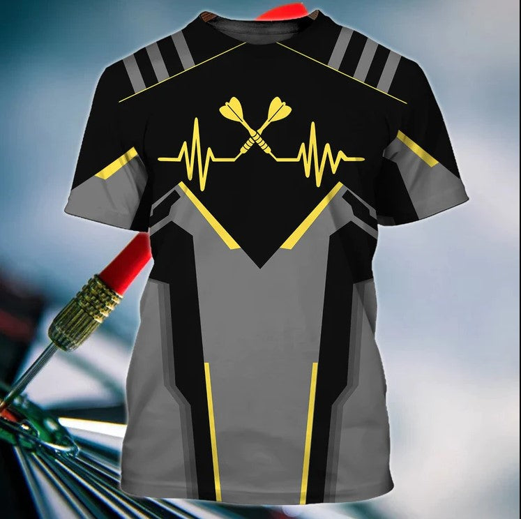 Heart Pulse Line Personalized Darts Button Polo — Design 02
