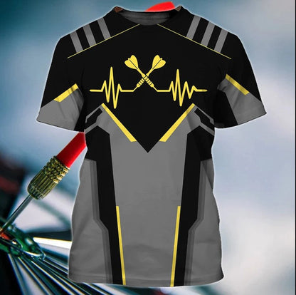 Heart Pulse Line Personalized Darts Button Polo — Design 02