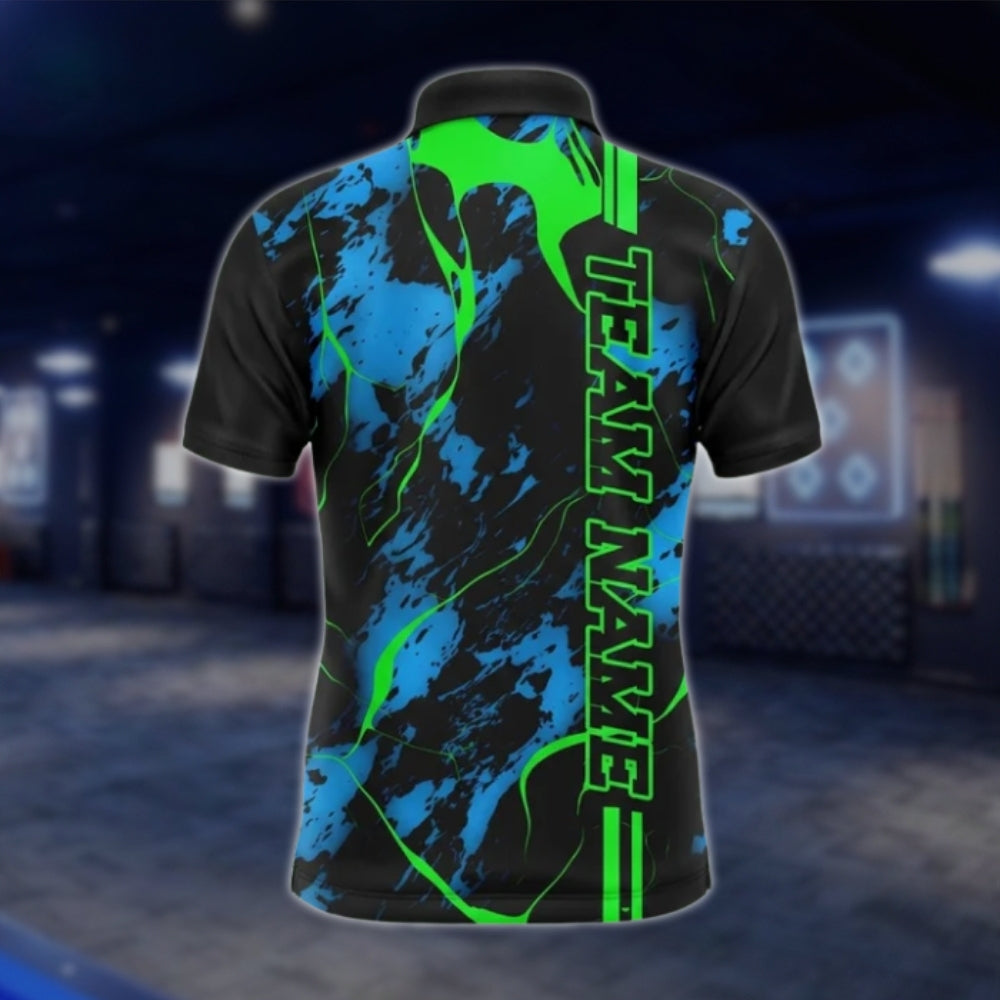 Custom Team Cyan Green Bowling Polo Shirt For Mens, Custom Bowling Team Shirts BO0203
