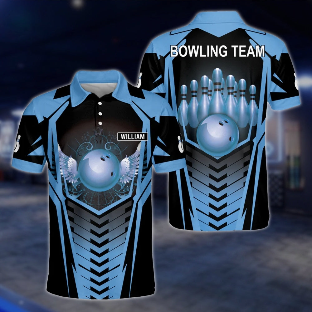 Custom Team Golden Black Bowling Mens Polo Shirt, Custom Bowling Shirts BZ0166