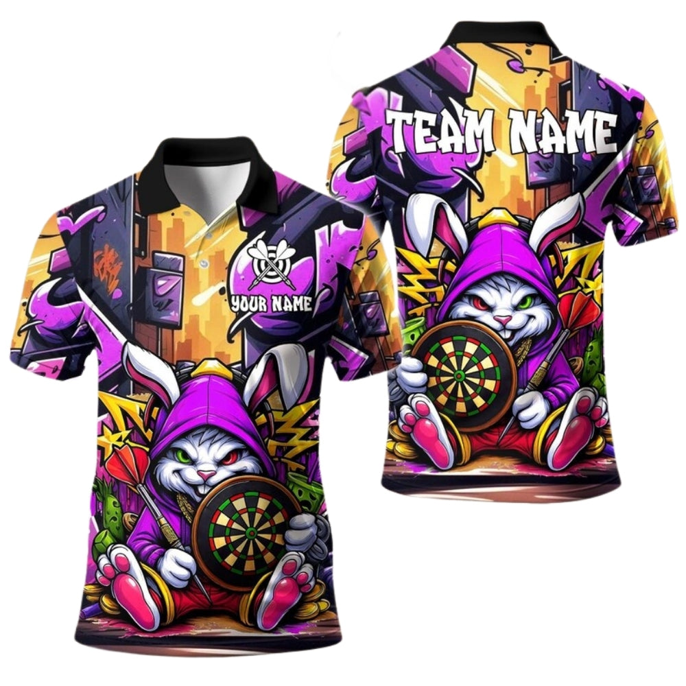 Bunny Graffiti Men Personalized Darts Button Polo