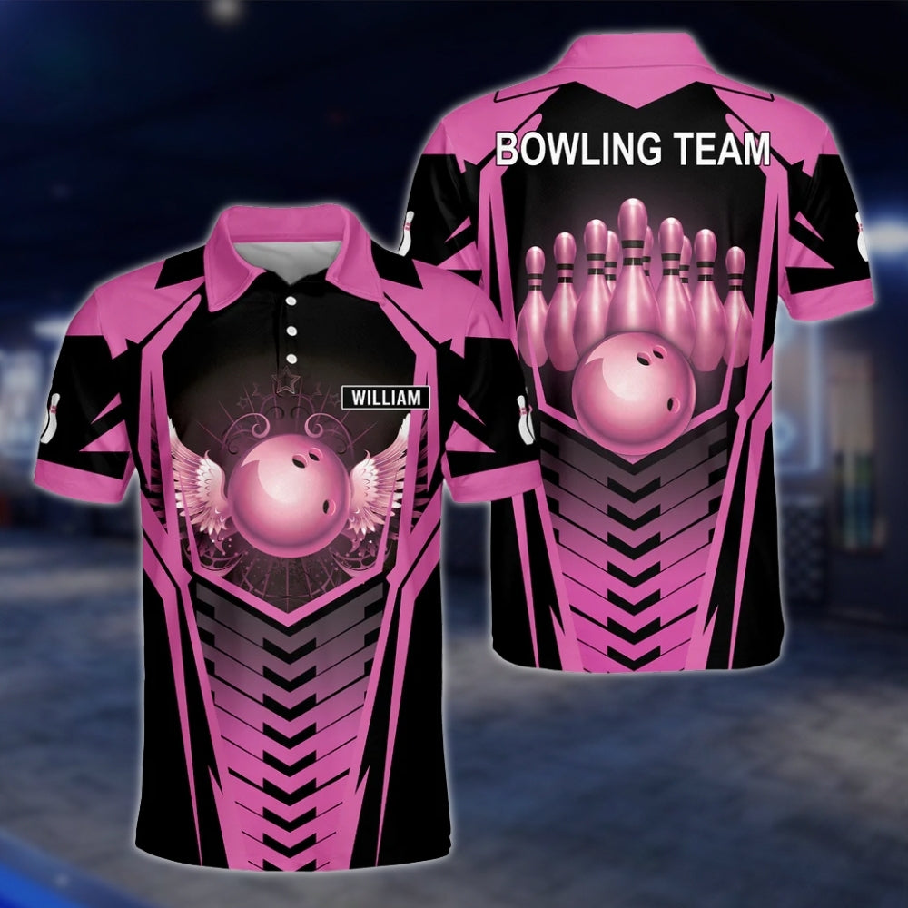 Custom Team Golden Black Bowling Mens Polo Shirt, Custom Bowling Shirts BZ0166