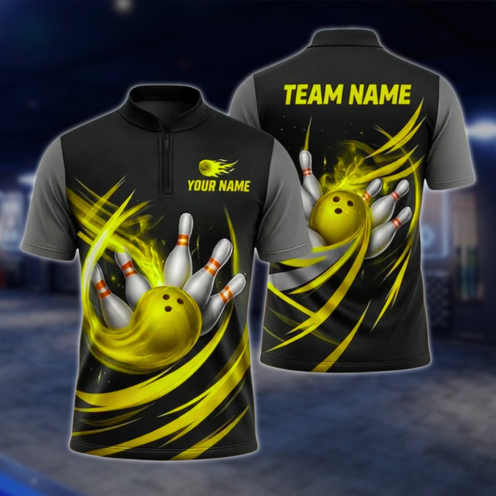 Personlized Team  Black And Cyan Bowling Jersey For Men, Custom Bowling Shirt BZ0764
