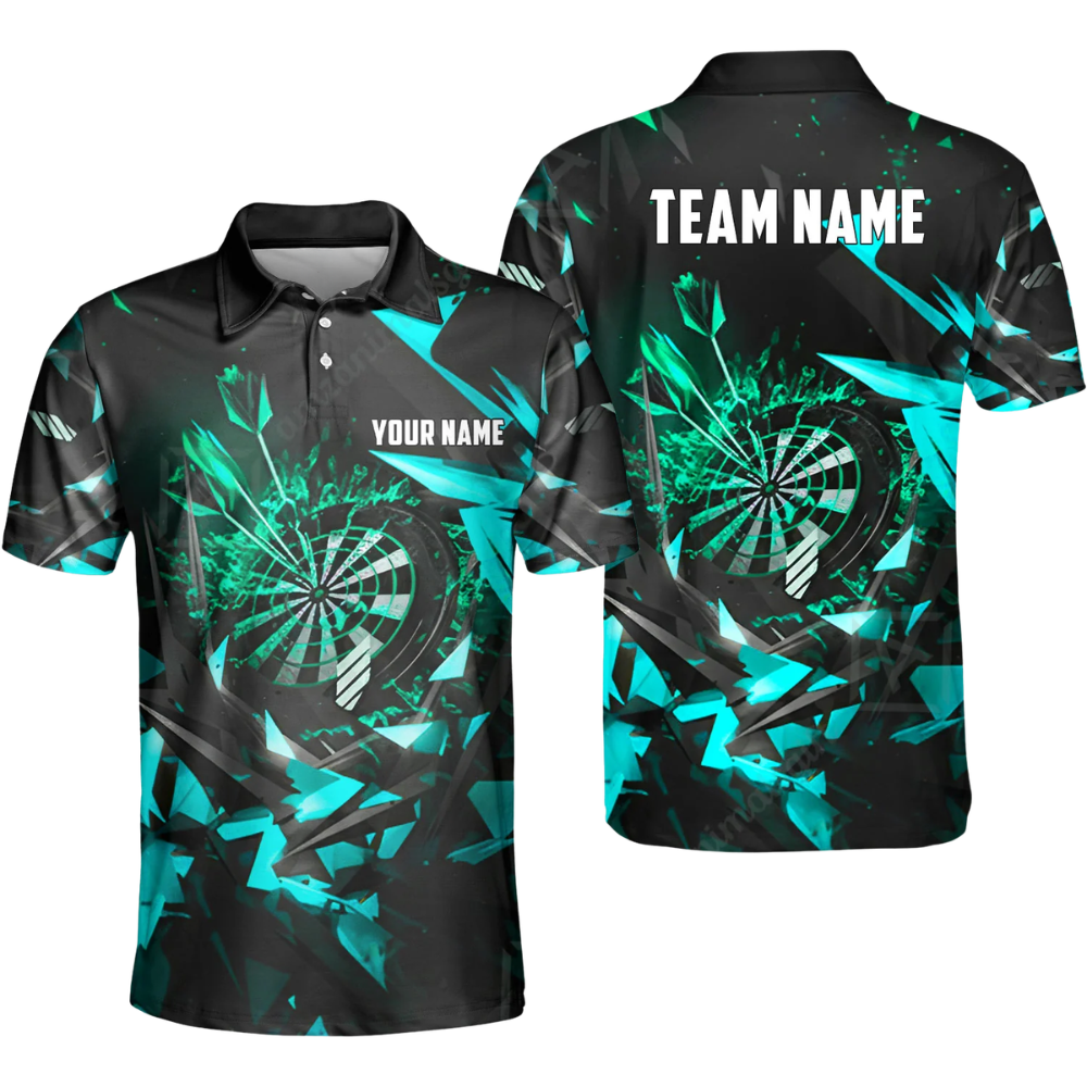 Team Black Blue Personalized Darts Button Polo