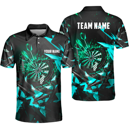 Team Black Blue Personalized Darts Button Polo