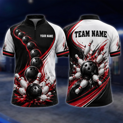 Personalized Team Blue Splash Bowling Jersey, Mens Custom Bowling Shirt BE0242
