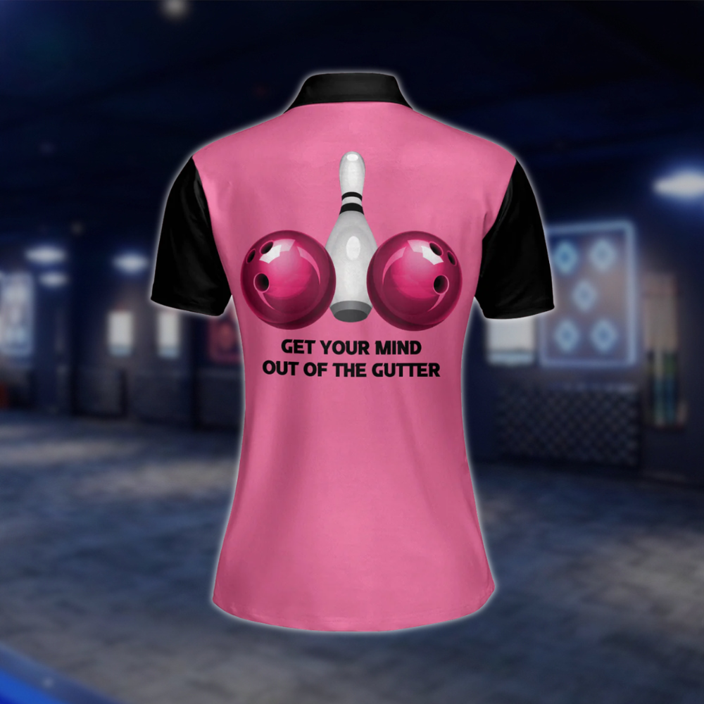 Custom Womens Pink And White Bowling Polo Shirt, Custom Name Bowling Shirts For Ladies BE0018