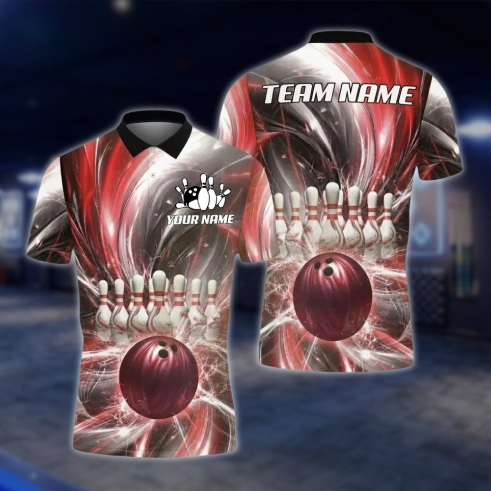 Personalized Lightning Purple Polo Bowling Team Shirts Men, Custom Team Bowling Shirt BZ0754
