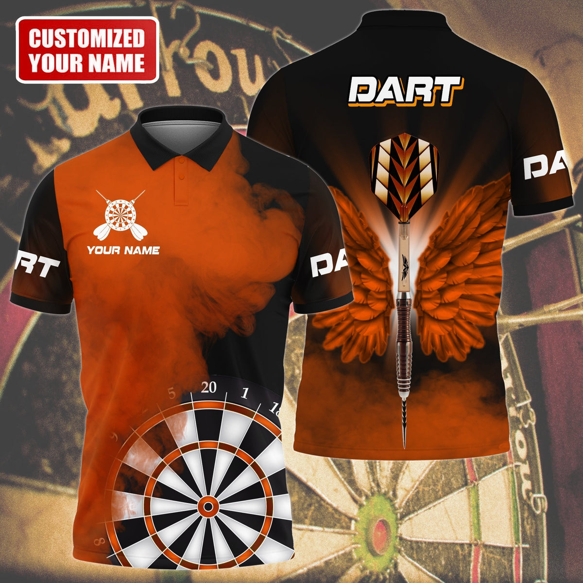 Multi Color Wings Personalized Darts Button Polo