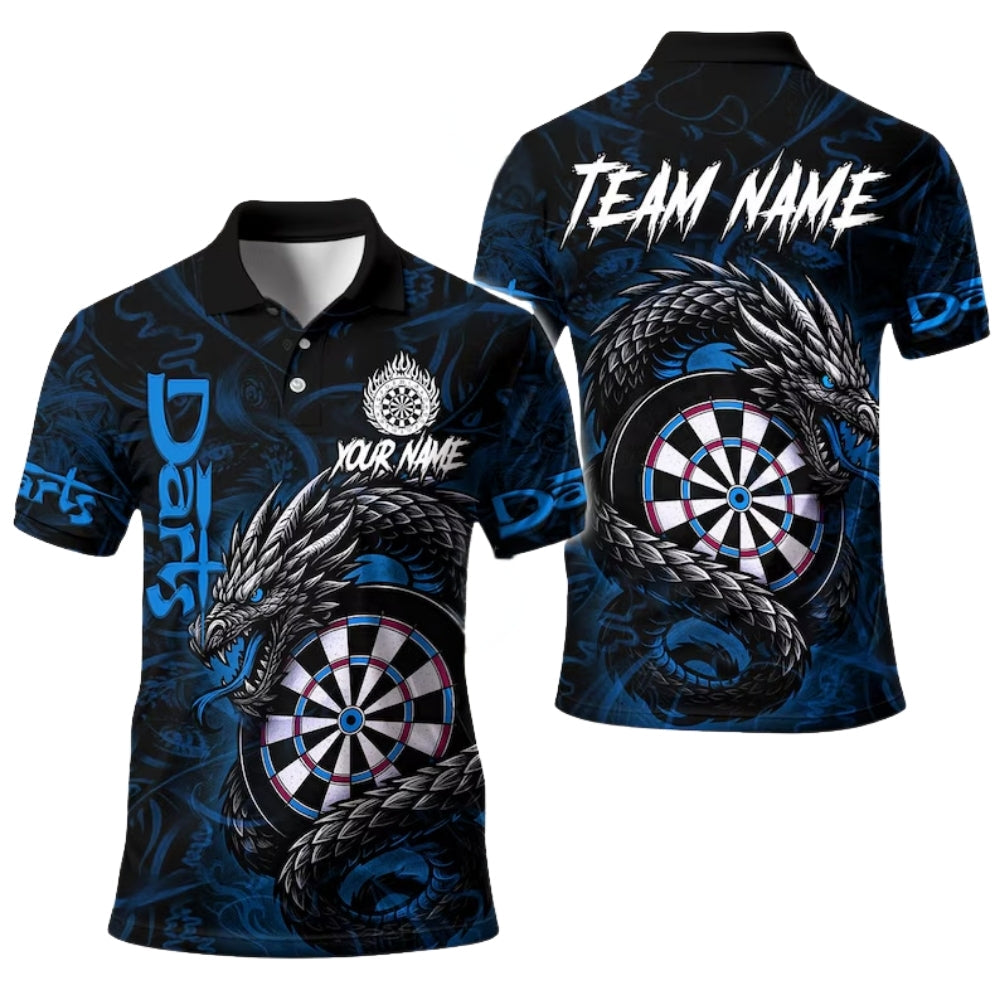 Dragon Black Red Personalized Darts Button Polo