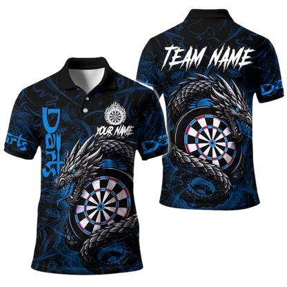 Dragon Black Red Personalized Darts Button Polo
