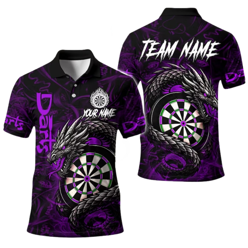 Dragon Black Red Personalized Darts Button Polo