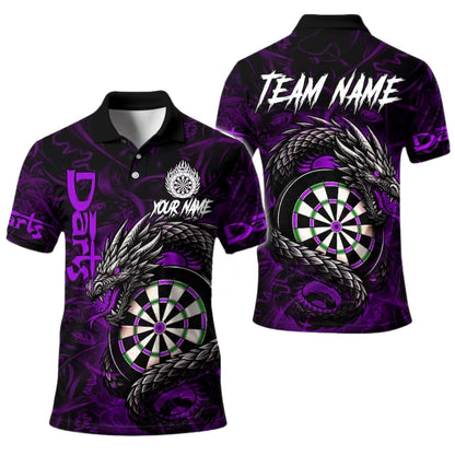Dragon Black Red Personalized Darts Button Polo