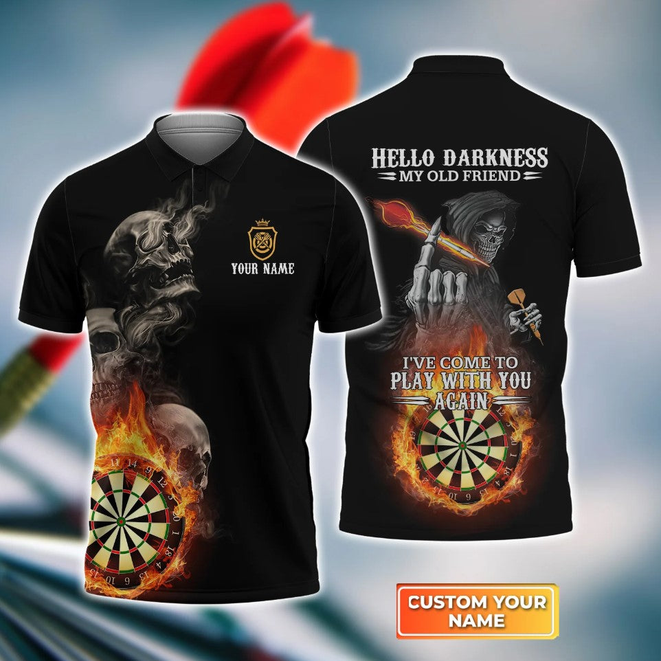 Hello Darkness Personalized Darts Button Polo