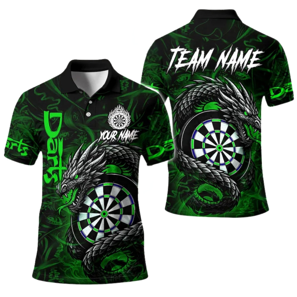 Dragon Black Red Personalized Darts Button Polo