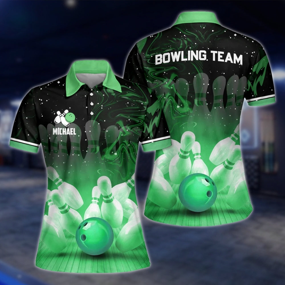 Custom Team Purple Black Bowling Womens Polo Shirt, Custom Bowling Team Shirt Ladies BZ0162