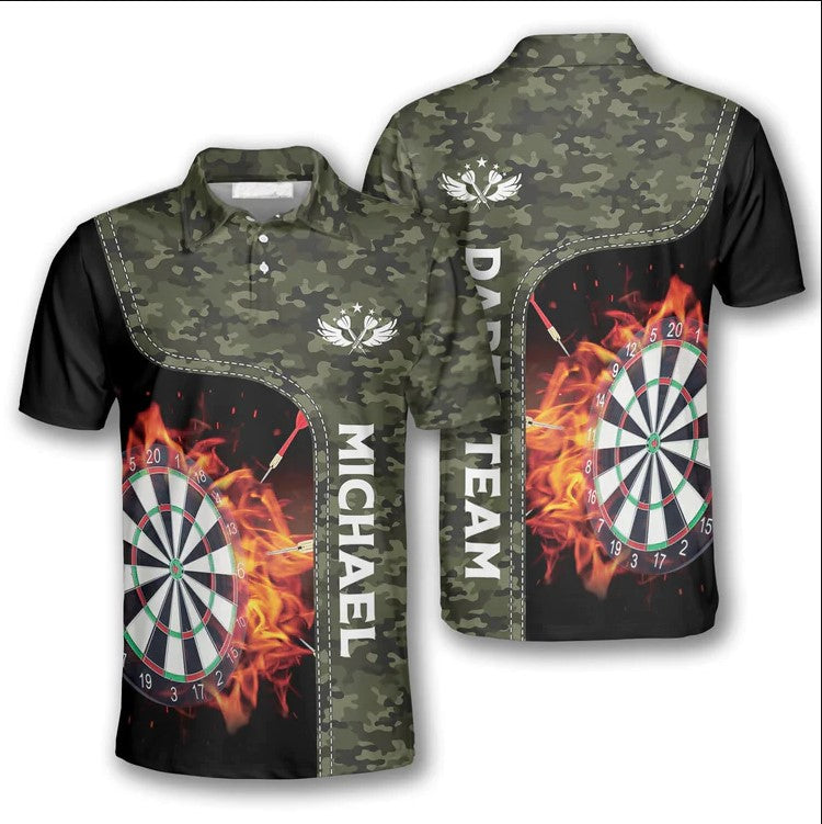 Camou Personalized Darts Button Polo
