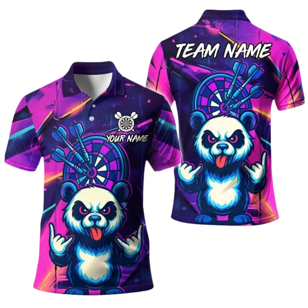Funny Panda Graffiti Personalized Darts Button Polo