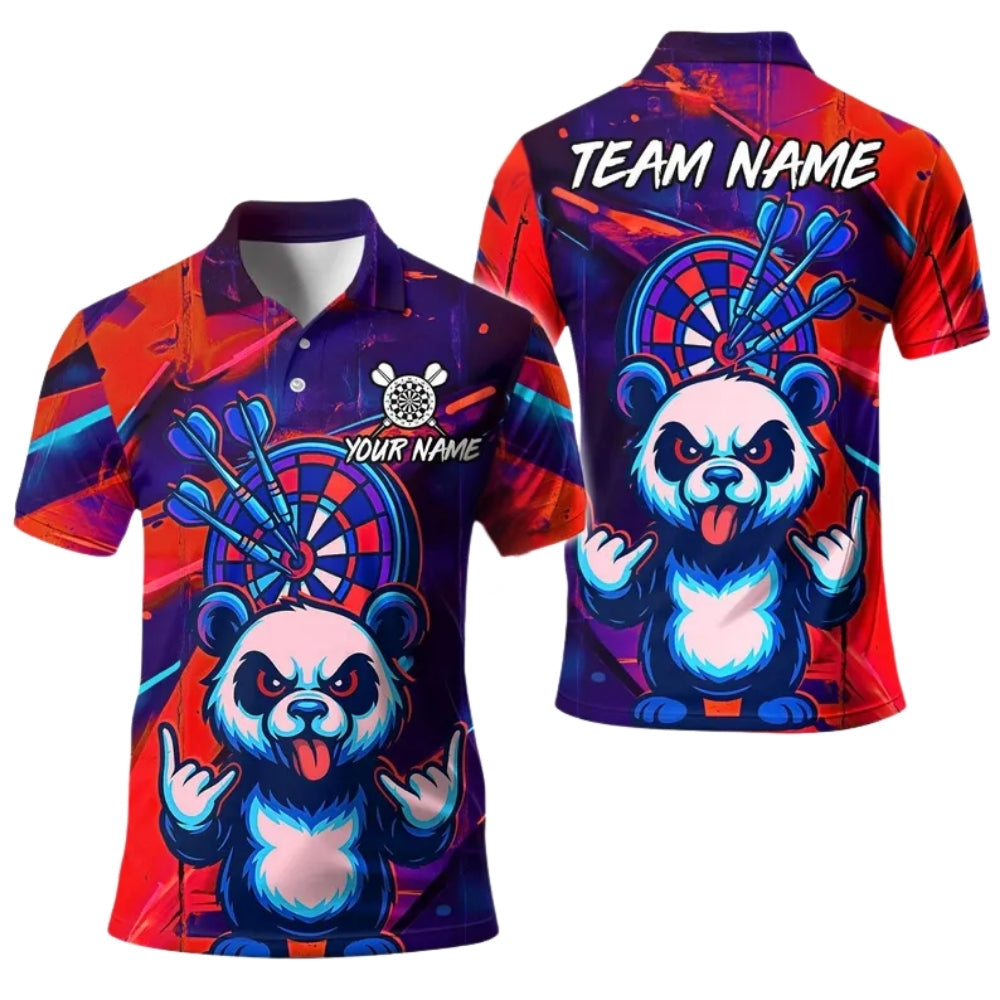 Funny Panda Graffiti Personalized Darts Button Polo