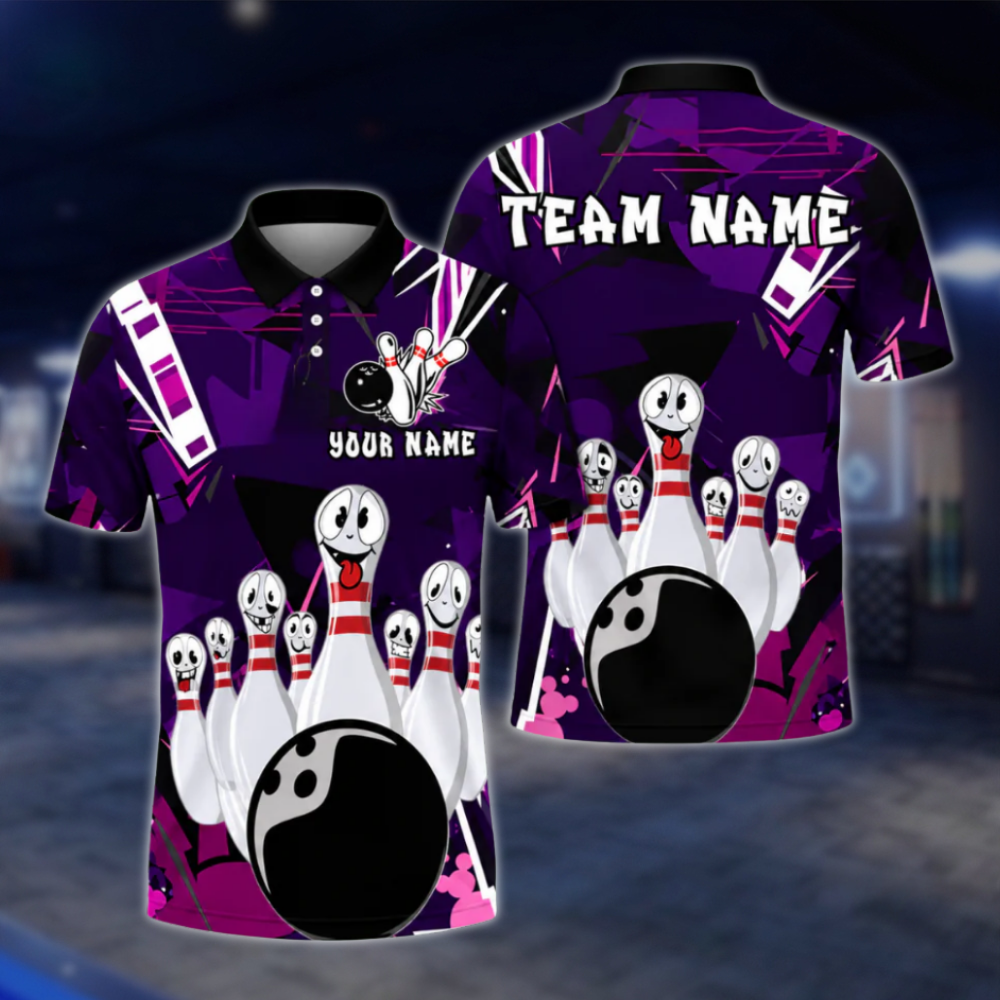 Custom Funny Pins Bowling Mens Polo Shirt, Custom Funny Bowling Team Shirts BZ0476