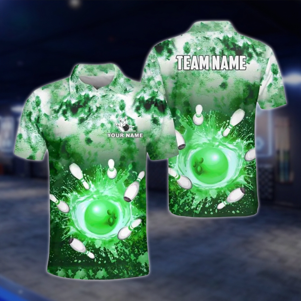 Personalized Mens Splash Purple Bowling Polo Shirt, Custom Bowling Team Shirt BZ0788