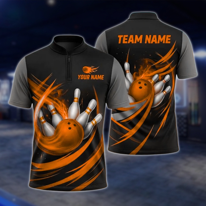Personlized Team  Black And Cyan Bowling Jersey For Men, Custom Bowling Shirt BZ0764
