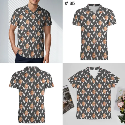 Custom Kid Photo Bowling Polo Shirts For Men, Custom Bowling Shirts With Photo BE0122