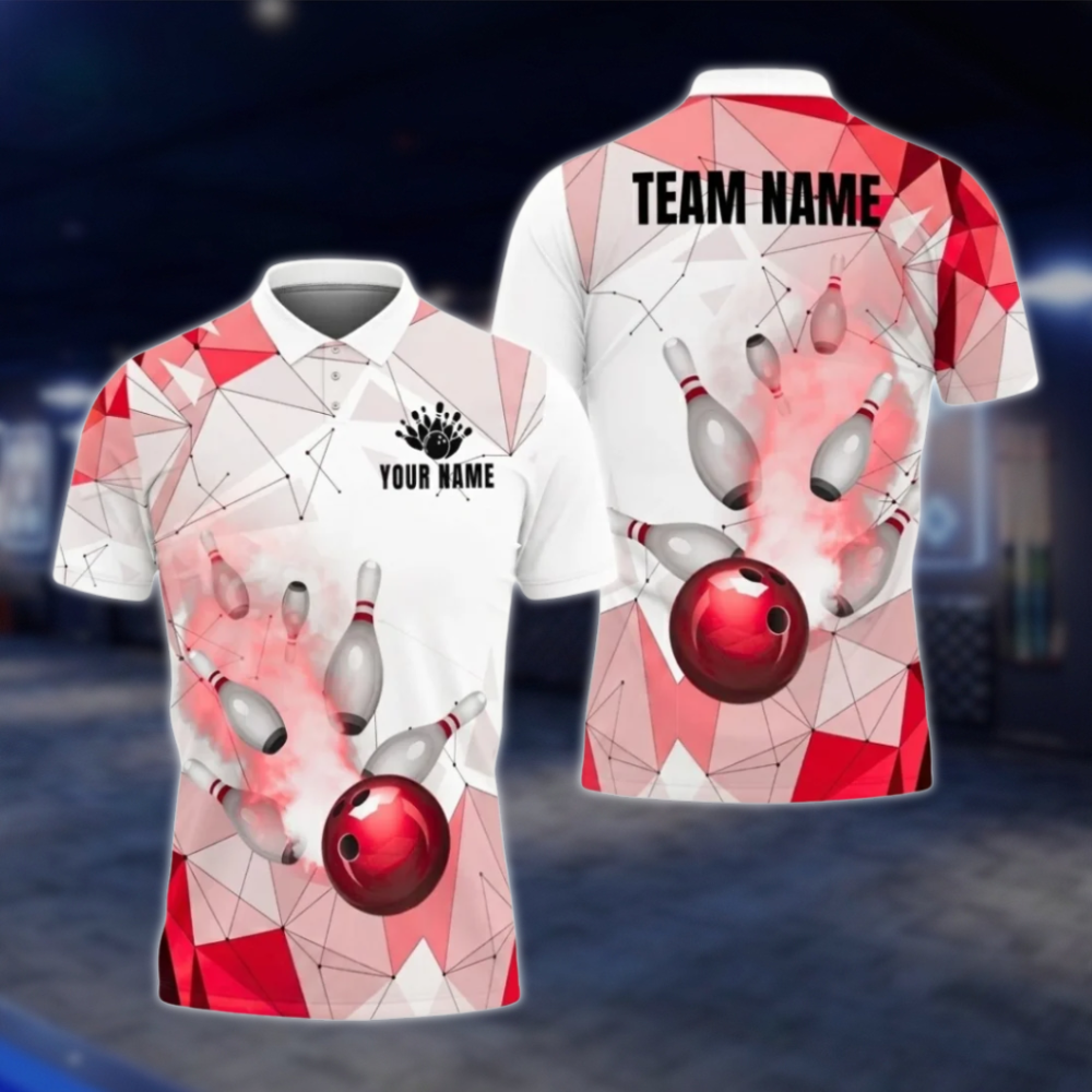 Personalized Mens Blue White Bowling Polo Shirt, Custom Team Bowling Shirt BZ0806