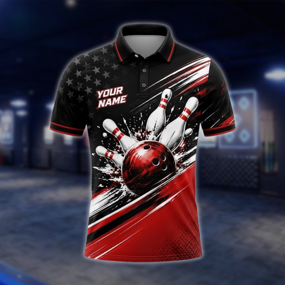 One Team One Goal Personalized Mens Bowling Polo Shirt, Custom Team Bowling Shirt BZ0920