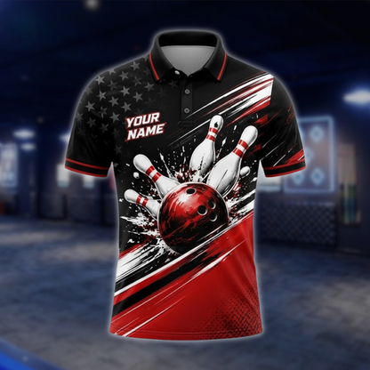 One Team One Goal Personalized Mens Bowling Polo Shirt, Custom Team Bowling Shirt BZ0920