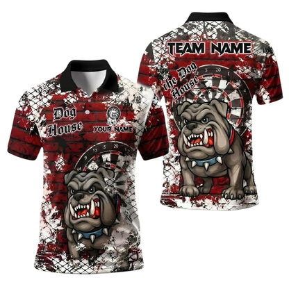 Bulldog Men Personalized Darts Button Polo