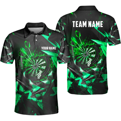 Team Black Blue Personalized Darts Button Polo
