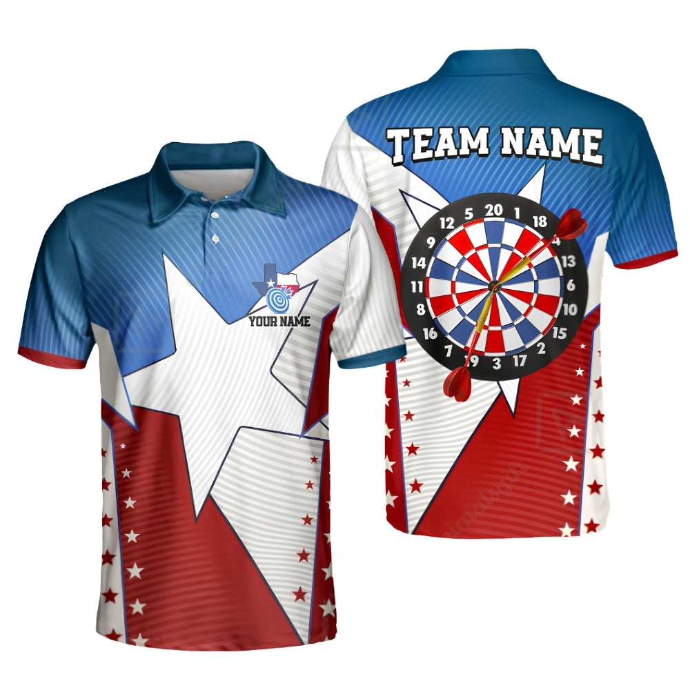 Texas Flag Men's Personalized Darts Button Polo