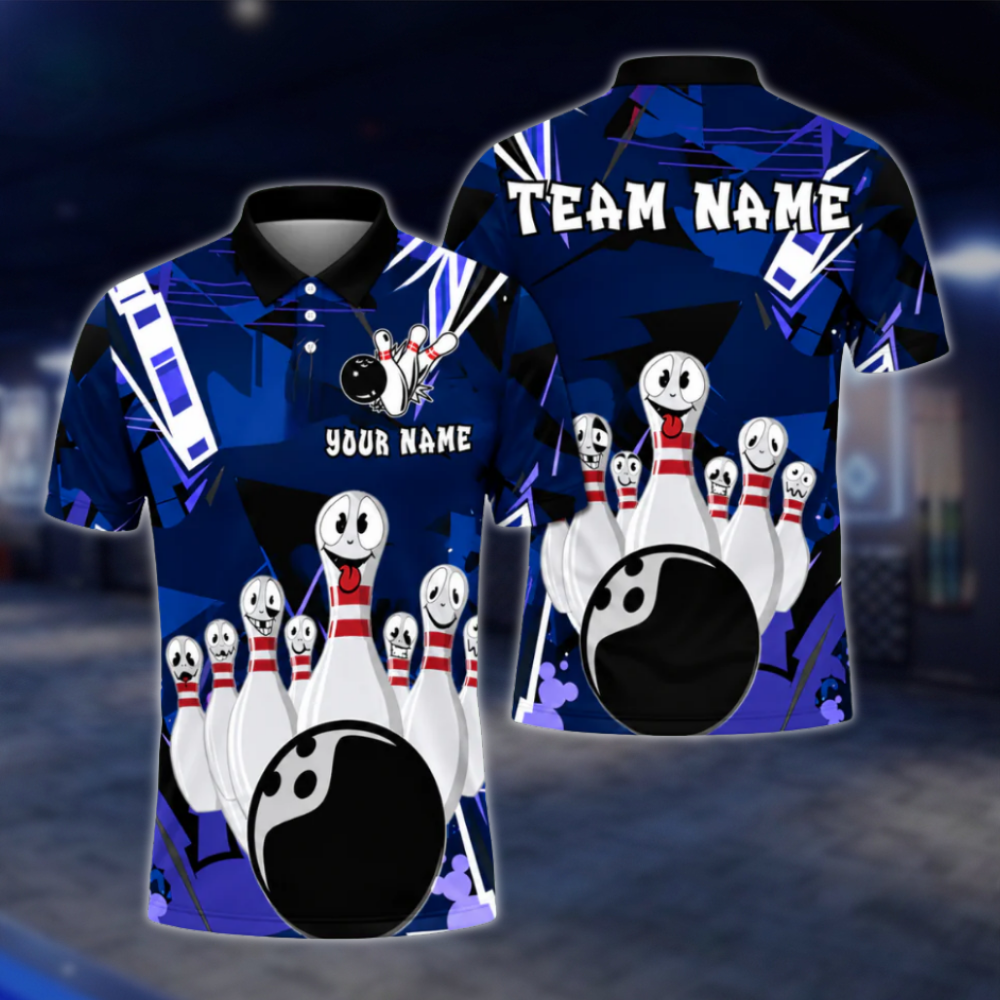 Custom Funny Pins Bowling Mens Polo Shirt, Custom Funny Bowling Team Shirts BZ0476