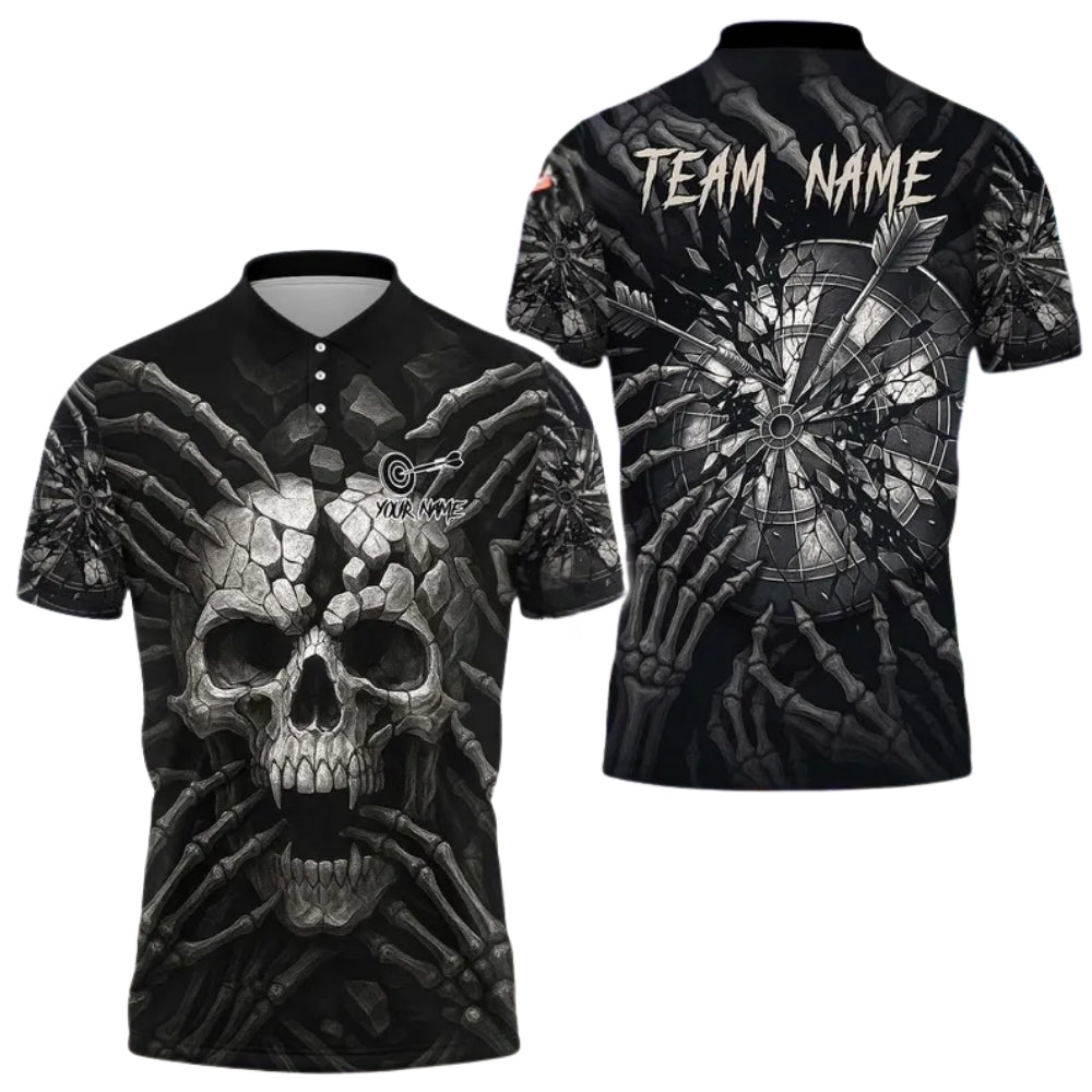 Skull Men Personalized Darts Button Polo