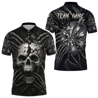 Skull Men Personalized Darts Button Polo