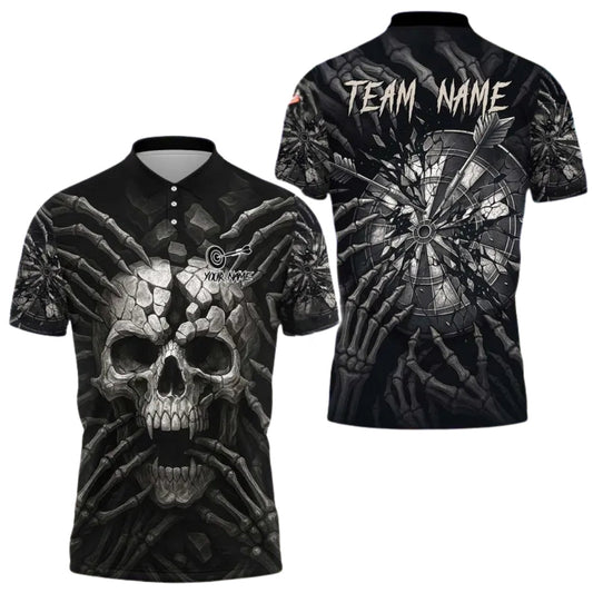 Skull Men Personalized Darts Button Polo