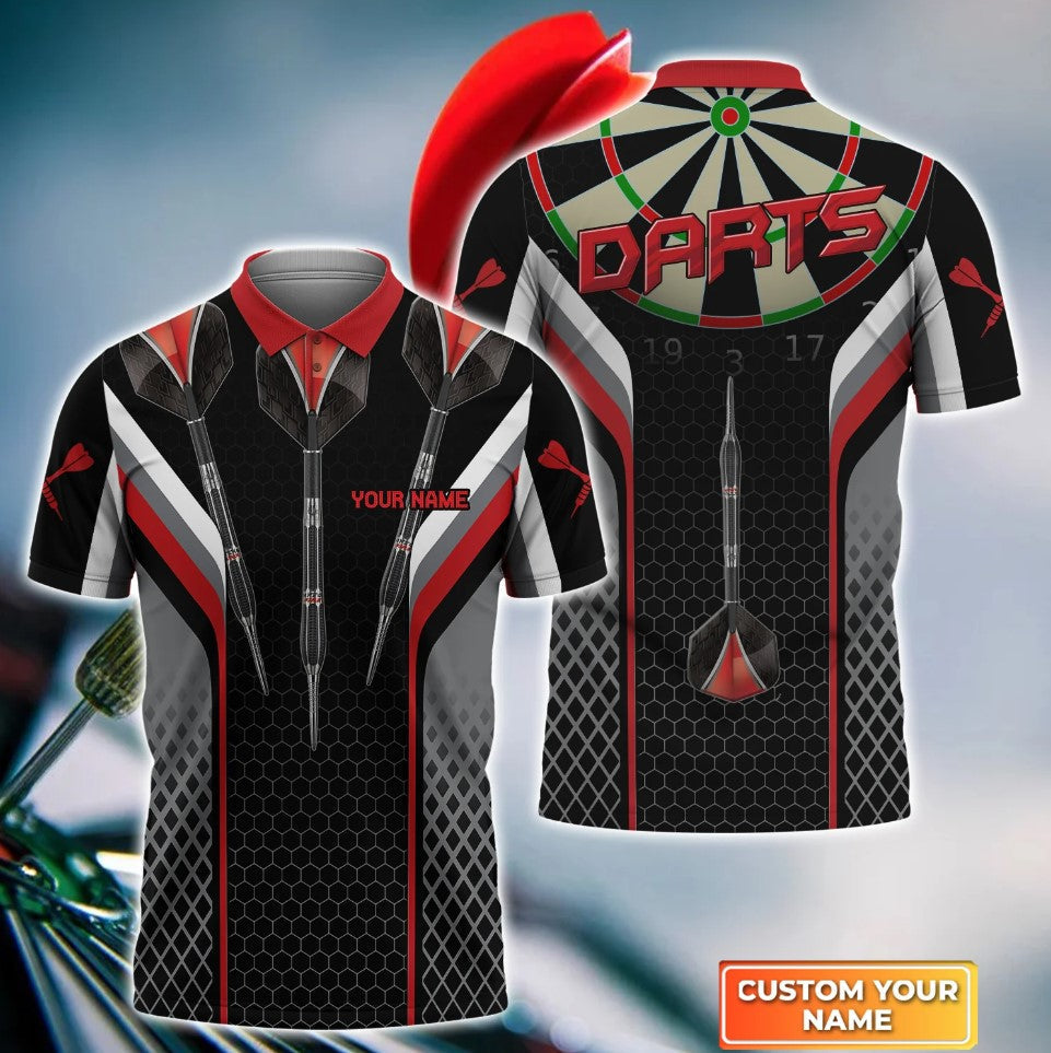 More Red Personalized Darts Button Polo
