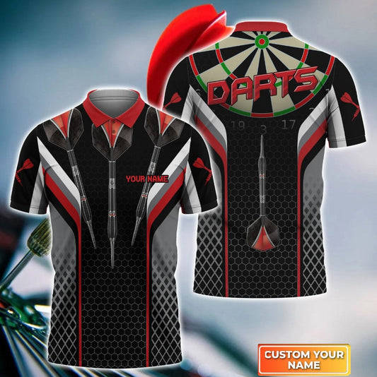 More Red Personalized Darts Button Polo