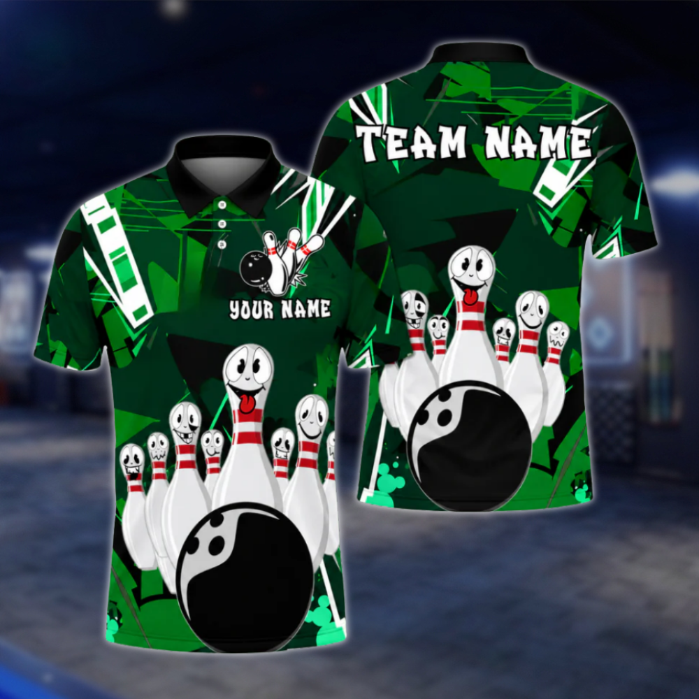 Custom Funny Pins Bowling Mens Polo Shirt, Custom Funny Bowling Team Shirts BZ0476